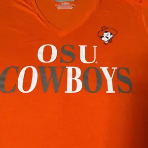 NEW OSU Cowboys Captivating Womens XL Orange V‎ Neck T Shirt Oklahoma State Tee thumbnail 4