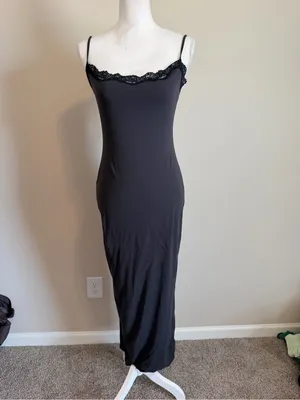 NWT Skims fits everybody long lace slip dress size large in onyx thumbnail 6