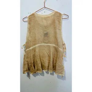 GIMMICKS by BKE Birch Tan Embroidery Lace Side Tie Boho Western Tank Top sz Large NEW thumbnail 10
