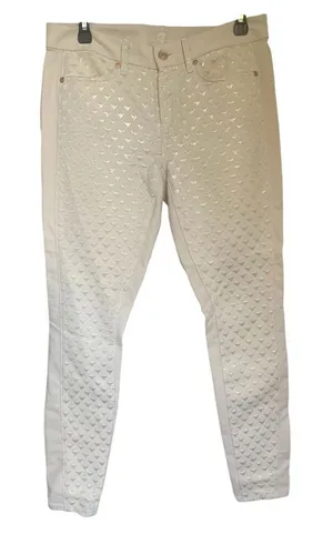 7 for all Mankind Jeans Women Beige Shiny Gold Jacquard Size 29 Metallic Party thumbnail 1