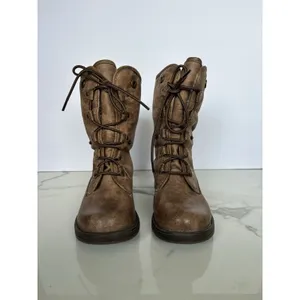 Arizona Jeans Faux Fur Fold Down Brown Combat Boots Womens Size 7 Lace Up⁠ thumbnail 4