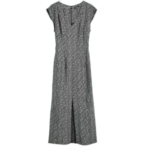 EUC Madewell Cap Sleeve V Neck Midi Dress Floral Cupro Blend Size 4 Retail $128 thumbnail 4