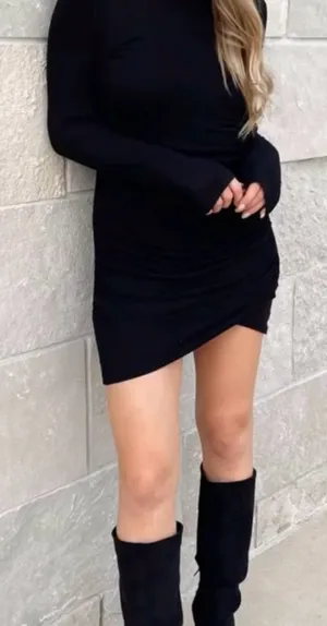 Elegant Black Long Sleeve Dress thumbnail 1