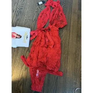 Mapale Bow Lace Babydoll Chemise & Thong Set Sz L/XL NWT thumbnail 13