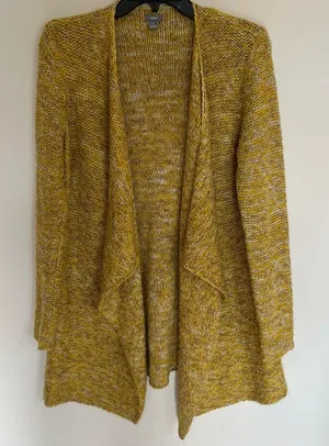 Women's Aerie Opens Front Waterfall Cardigan Size Medium Yellow, Tan‎ & White thumbnail 1
