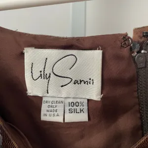 Lily Samii Silk Office Siren MobWife Polka Dot‎ Sleeveless Blouse Brown thumbnail 5