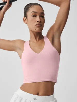 Alo Airbrush Real Bra Tank Racerback Cropped Sports Bra Top Vintage Pink XXS thumbnail 1