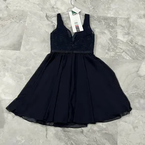 Mori Lee 31054 Bridesmaid Dress Size‎ 10 Navy Blue Lace with Matching Chiffon thumbnail 3