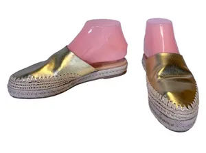SAM EDELMAN GOLD LEATHER "AUSTIN" ESPADRILLE SLIDE MULES (7M) thumbnail 1
