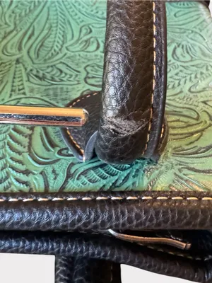 Trinity Ranch Embossed Turquoise Western Satchel Handbag Studded Purse thumbnail 16