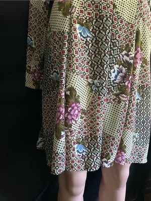 Necessary Objects Vintage Olive Patchwork Floral Midi Dress SM NWT thumbnail 6