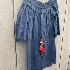 MISA Noemi Off‎ Shoulder Cotton Dress Navy thumbnail 3