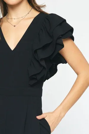 Entro Wide Leg Ruffle Sleeve Jumpsuit thumbnail 3