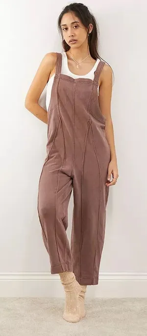 Out From Under Jamie Square Neck Jumpsuit in brown size large thumbnail 1