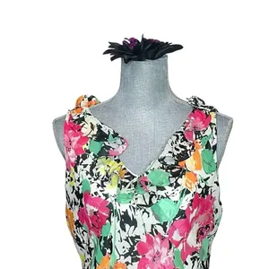 RALPH LAUREN 14P Dress Chiffon Floral Ruffle Midi Y2K Vtg V-Neck Fairy Sundress thumbnail 6