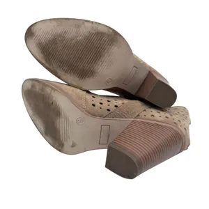 JustFab Women's 8 Taupe Booties Perforated Block Heel Ankle‎ Boots thumbnail 7