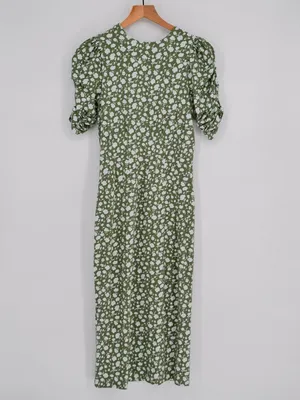 Free People Sage Green & White Floral Cutout Back Midi Dress S thumbnail 2