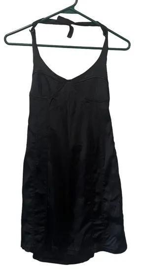 ZARA Women's Black Halter Tie Neck Mini Dress Medium LBD NEW‎ SHORT POLYESTER thumbnail 1