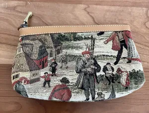 Vintage 90s‎ Tapestry Coin Purse Zip Close Renaissance Inspired Images thumbnail 1