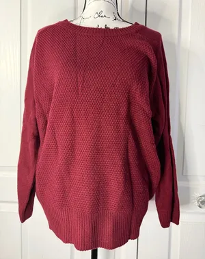 BloomChic Women's Crewneck Sweater in Burgundy thumbnail 1