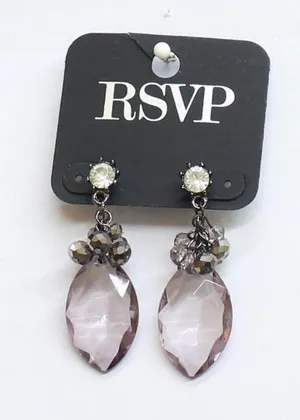 NWT Charming Charlie by RSVP Drop Earrings Gunmetal Black / Purple 1.75" thumbnail 1