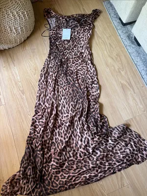 Mango Leopard-Print Slip Maxi Dress - Brown & Black thumbnail 1