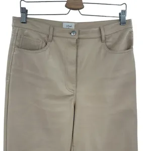 Aritzia Wilfred The Melina Pants Vegan Leather‎ Cropped Beige Size 10 thumbnail 2