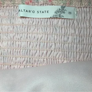 Altar’d State Floral Pink Ruffle Crop Top thumbnail 4
