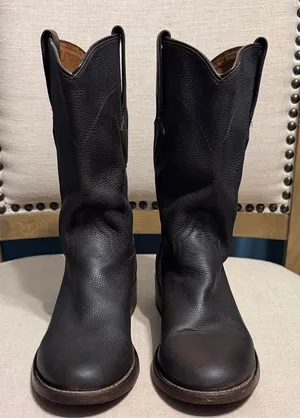 Resistol Ranch Women’s Classic Dark Brown Leather Cowboy Boots, Size 7.5B thumbnail 1