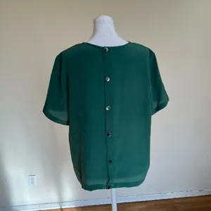Madewell Silk Button-Back Tie-Front Top Forest Green G2064 Size L thumbnail 7