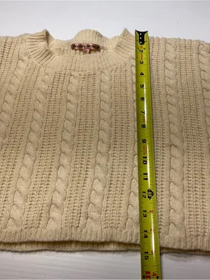 Bailey Rose Sweater Women Sz S Ivory Cable Knit Cropped Chunky Apres Ski thumbnail 5