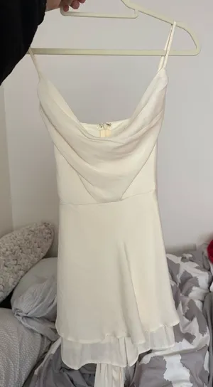 Altar'd State Ivory Cowl Neck Mini Slip Dress thumbnail 1