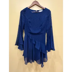 Altar'd State Navy‎ Blue Mini Dress Swiss Dot Ruffle Small Coquette Fairycore thumbnail 2