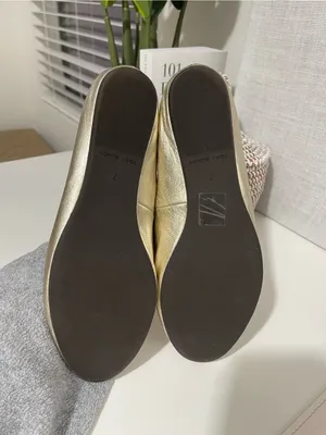 TORY BURCH gold smoking loafers metallic leather loafer shoes work career logo 7 thumbnail 3