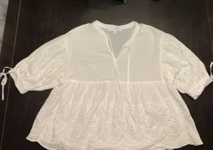 Sugarlips White Eyelet Peasant Tunic thumbnail 1