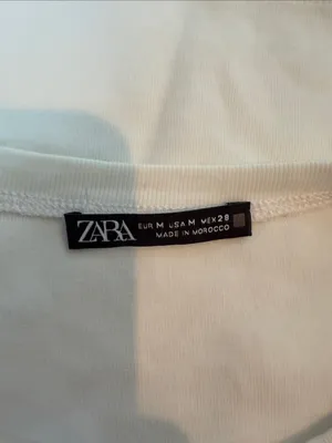 Zara White Cap Sleeve Cotton Tee with Contrast Trim thumbnail 3