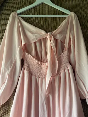 Zaful Light Pink Off-Shoulder Long Sleeve Ruffle Dress thumbnail 7