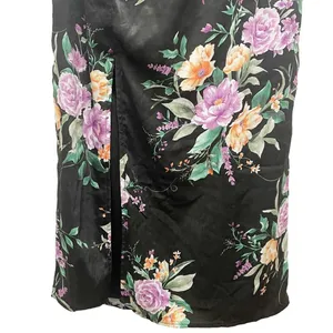 NWT Lulus Keepin' It Chic Black Floral Satin One-Shoulder Midi Dress Size Medium thumbnail 9