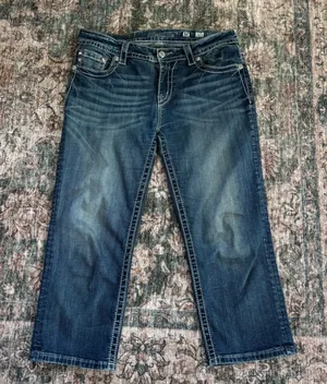Vintage Miss Me Denim Capri Jeans 32 Angel Wing Embroidered Pockets Y2K Mcbling thumbnail 1