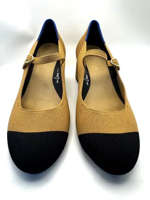 Rothy’s Camel Tan Mary Jane Block Heel Pumps with Black Cap Toe Sz 7.5 thumbnail 4