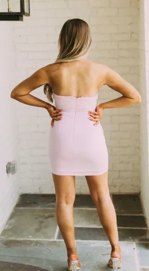These Three Boutique Structured Mini Dress- Light Pink thumbnail 3