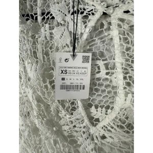Zara White Crochet Lace Gauzy Babydoll Mini Dress Size XS NEW with Tags thumbnail 6