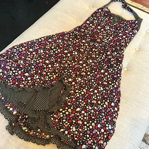 Phoebe Couture by Kay Unger 100% Silk Dot Halter Swing Dress Size 2‎ thumbnail 1