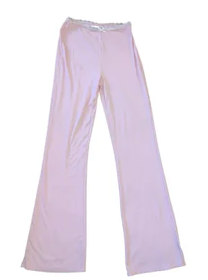 White Fox‎ Lounge Pants Women S Pink Ribbed Lace Trim Flare Coquette Balletcore thumbnail 1