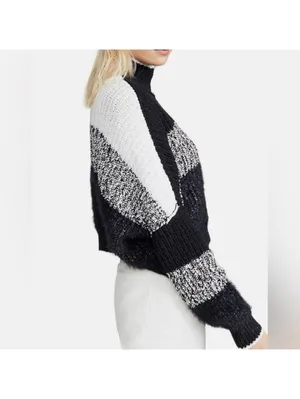 Free People Sunbrite Colorblocked whimsigoth Fuzzy Cropped Mockneck small thumbnail 3