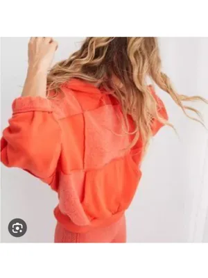 AERIE Orange Patchwork Hoodie thumbnail 3