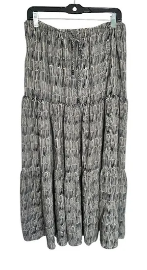 Adrianna Papell Long‎ Tiered Skirt Women’s Large Maxi Flowy Boho Drawstring NEW thumbnail 1