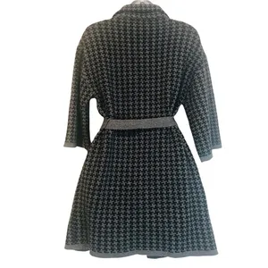 Chiara mente S wool blend longline houndstooth belted cardigan coat thumbnail 6