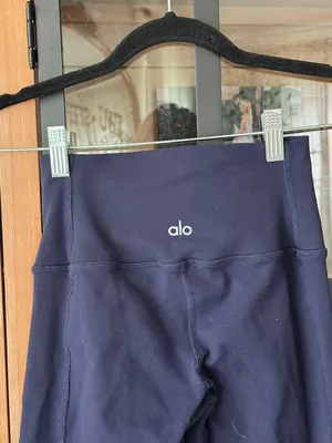 ALO navy moto leggings high waisted rise mesh ribbed y2k rich glossy thumbnail 7