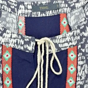 THML Dress Small Navy Blue & White Halter Short Boho Festival Beach Cruise thumbnail 3